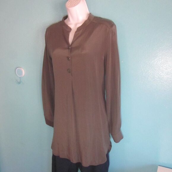 CM Collezioni Gray Silk Tunic Blouse Size 42 M - Picture 1 of 11